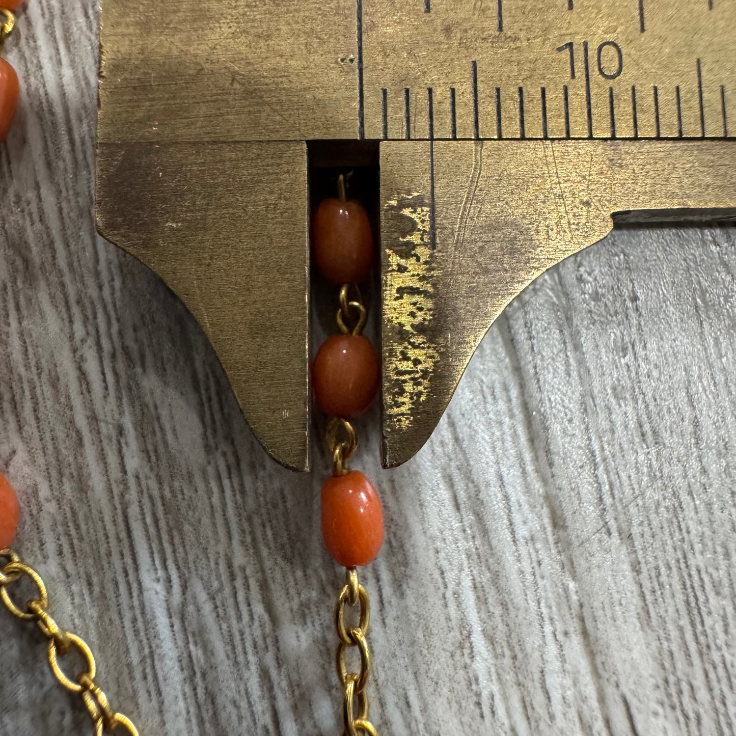 Antique French Hallmarked 18k Yellow Gold Angel Skin Coral Rosary Necklace (23”)