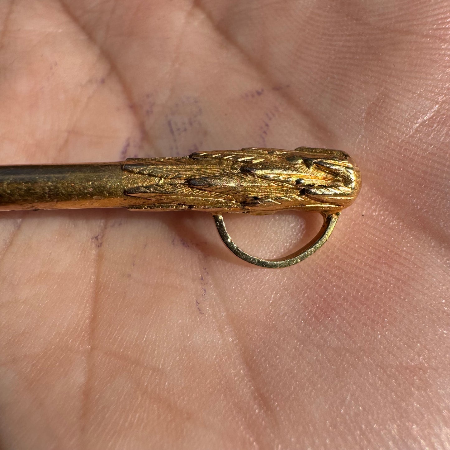 Mid 1800’s Solid 19k Yellow Gold Natural Old Mine Cut Diamond Eagle Claw Club Pendant