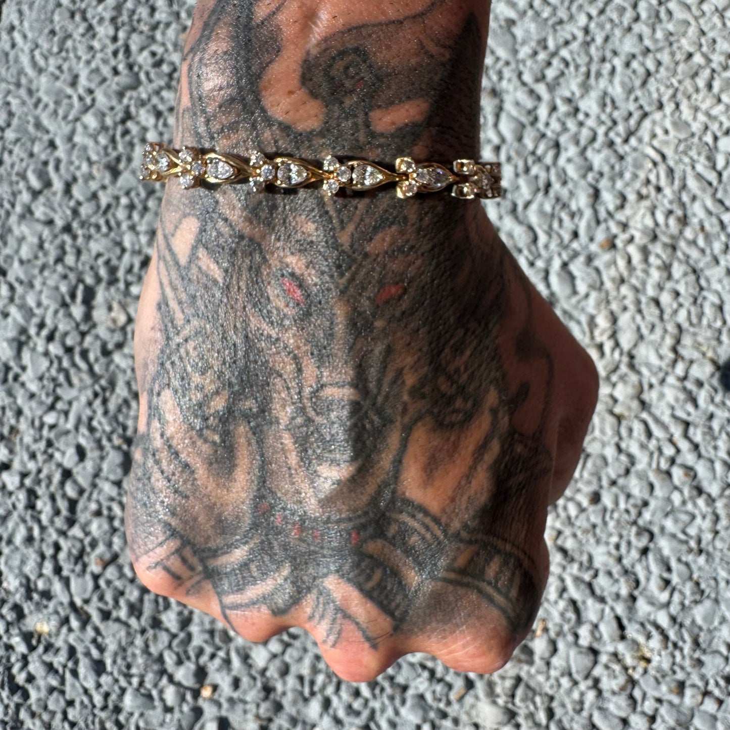 Vintage Solid 14k Yellow Gold 6.0ctw Natural Diamond Bracelet (7”)