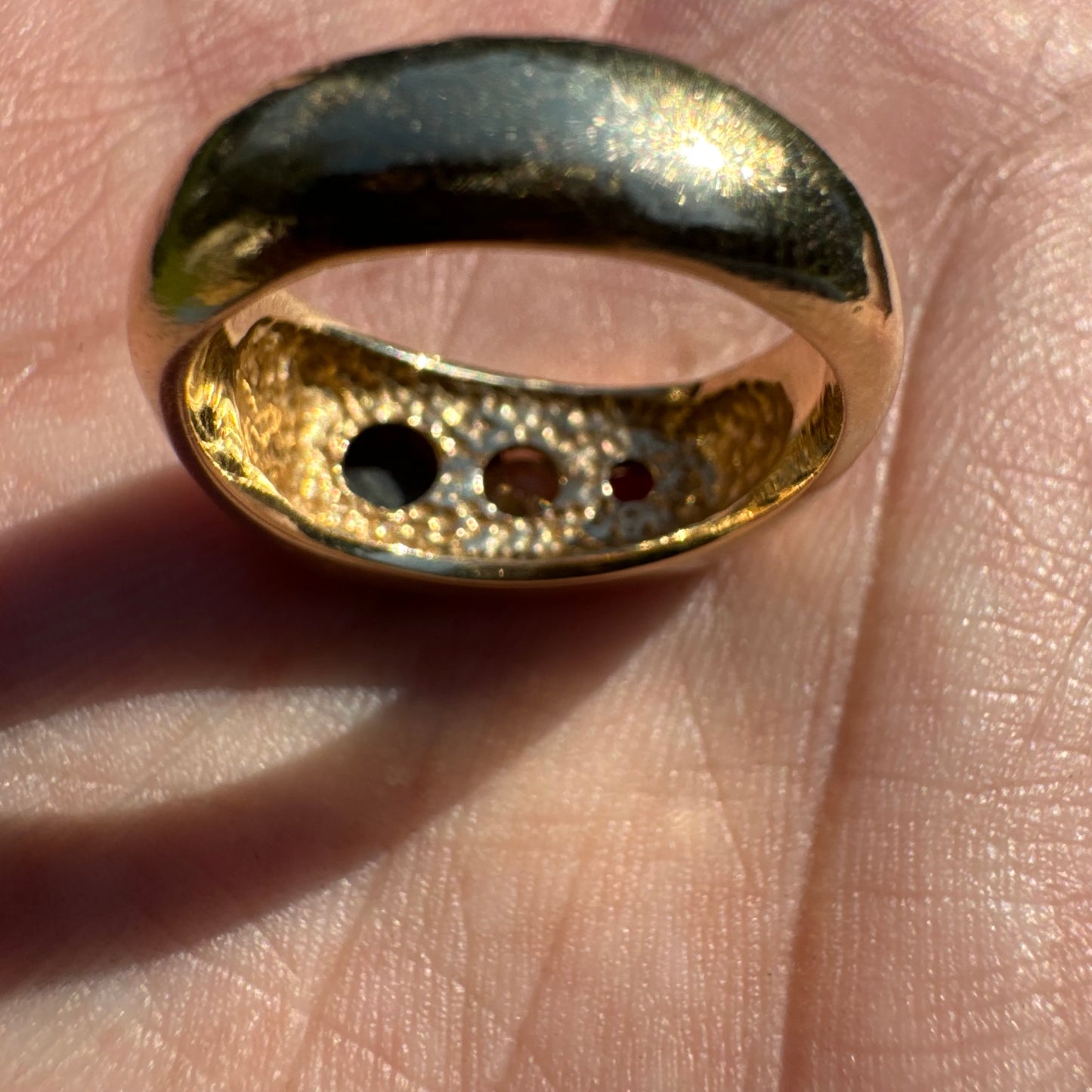 Vintage Solid 14k Yellow Gold .40ct Natutal Diamond, Ruby, Black Star Sapphire Chunky Modernist Ring (7.75)