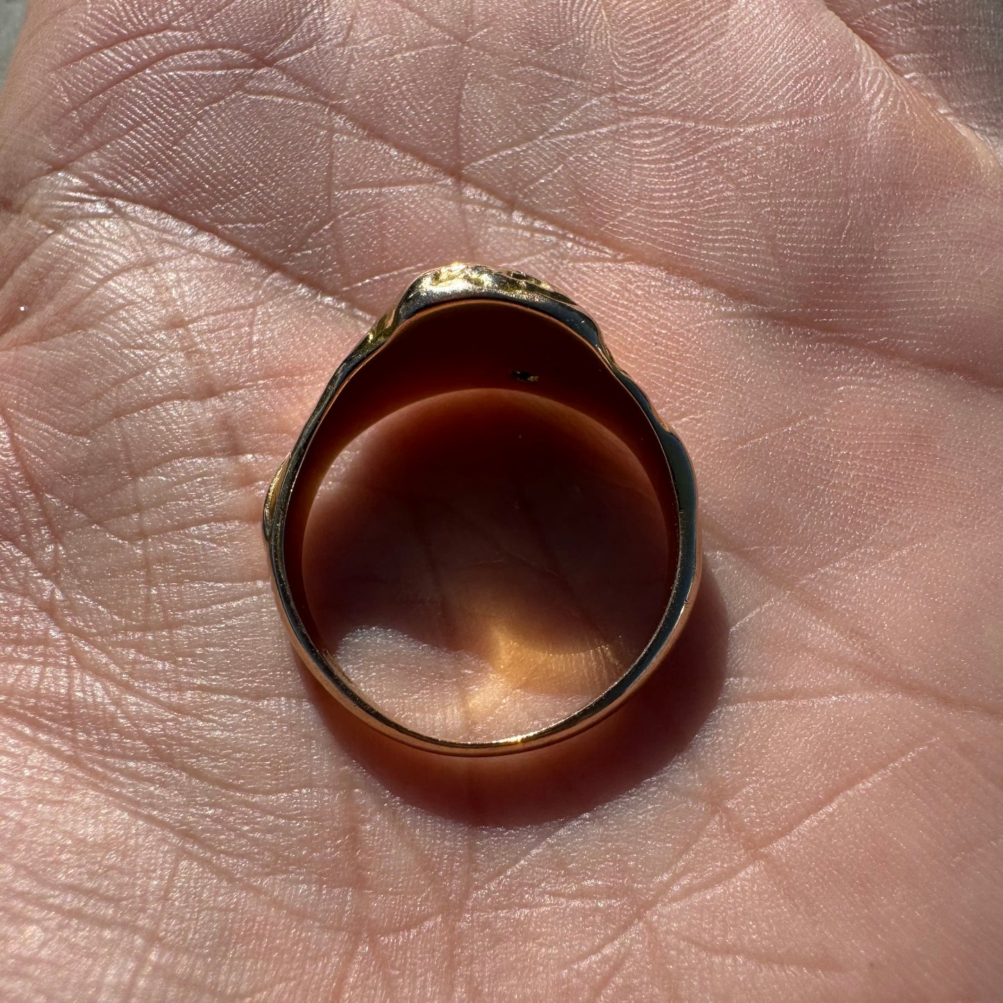 Early 1900’s Art Nouveau Solid 12k Yellow Gold Old Euro Cut Diamond Pirate Figural Ring (11)