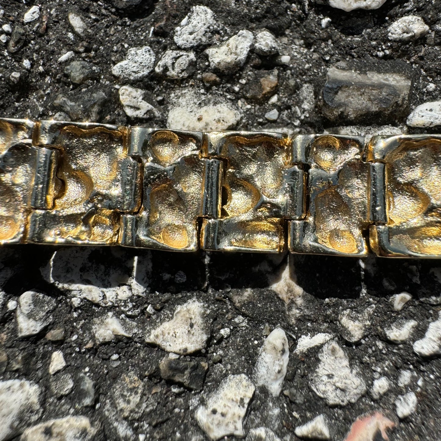 1980’s Solid 14k Yellow Gold Heavyweight Nugget Bracelet (7.25”)