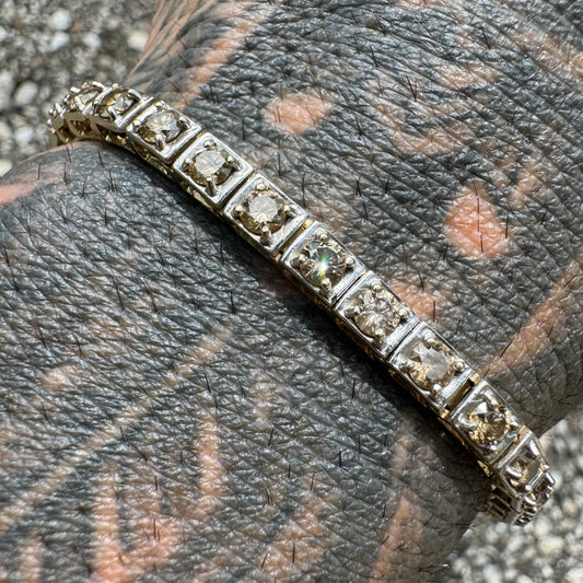 Vintage 5.0ctw Natural Champagne Diamond 14k Gold Tennis Bracelet (7.15”)