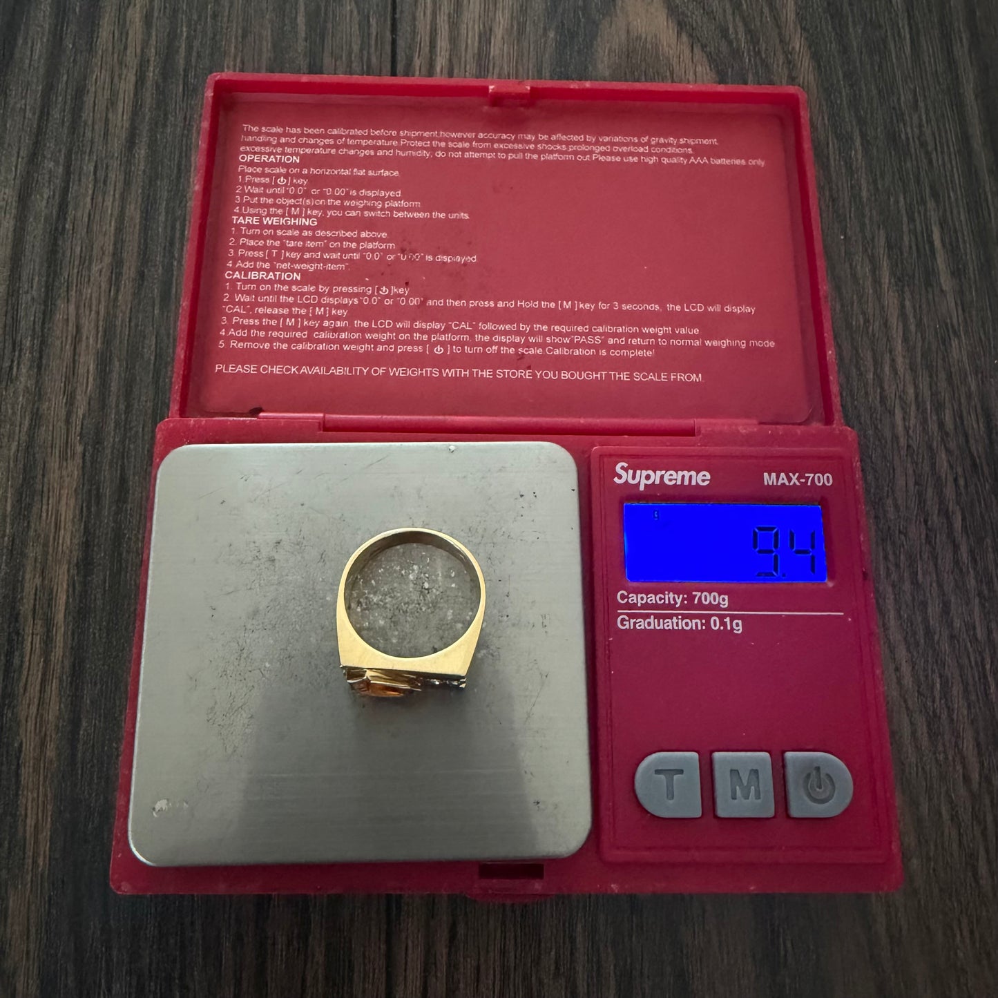 Vintage Solid 18k Yellow Gold Shield Cut Orange Sapphire And Diamond Signet Ring (8.25)