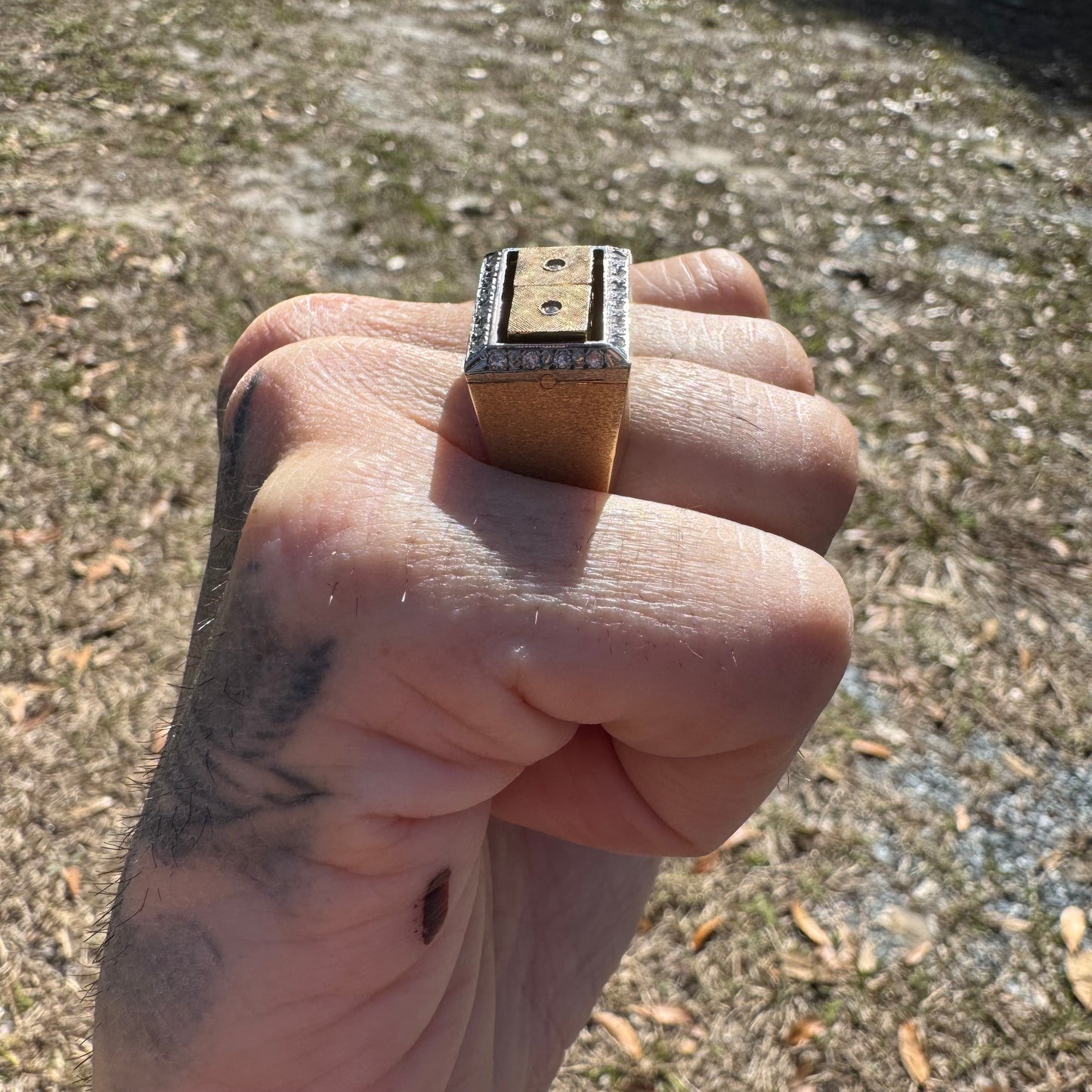 1970’s Custom Handcrafted Solid 14k Yellow Gold .50ctw Natural Diamond Spinning Dice Ring (8.25)