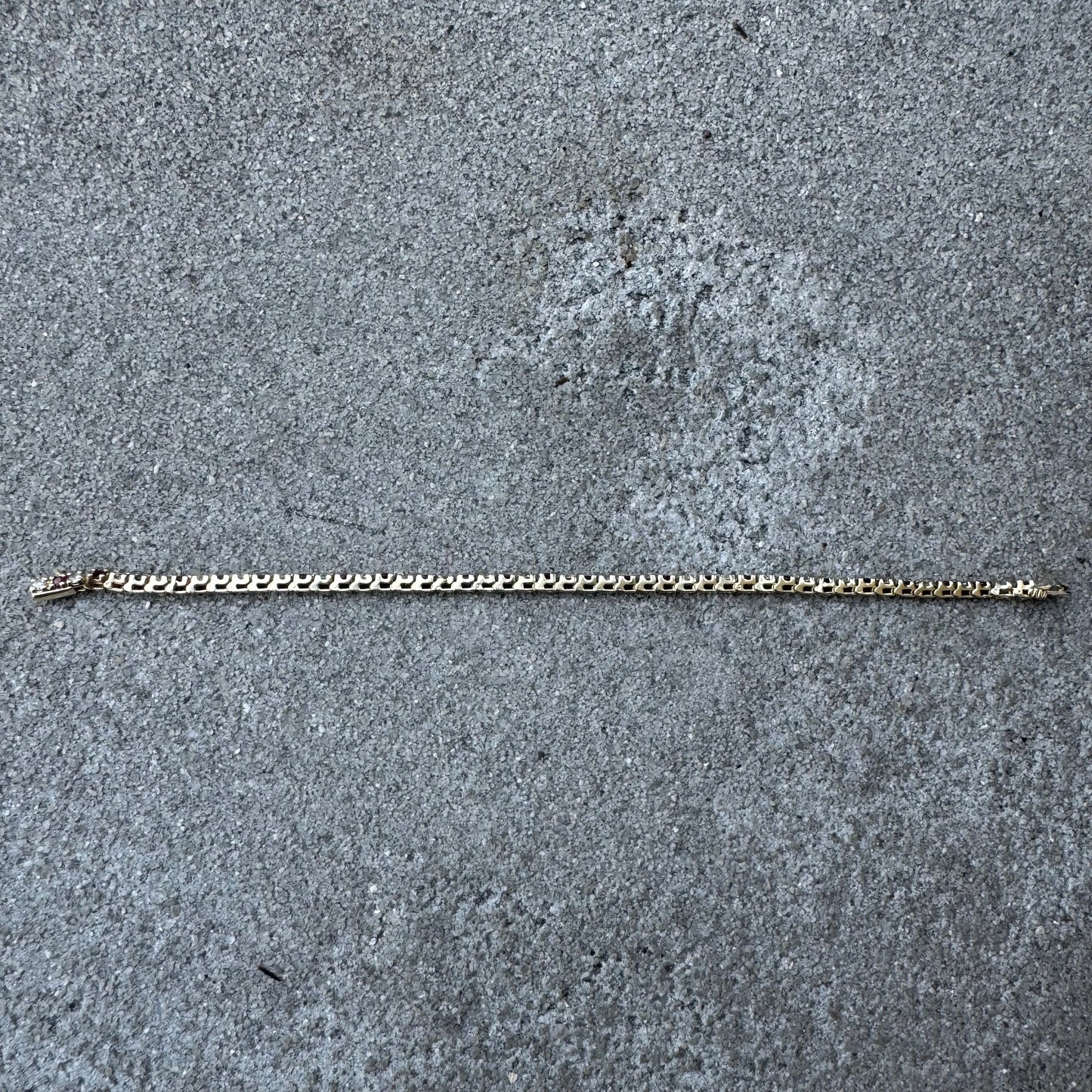 Vintage 14k Yellow Gold 2.5ctw Natural Diamond And Ruby Classic Tennis Bracelet (7.75”)