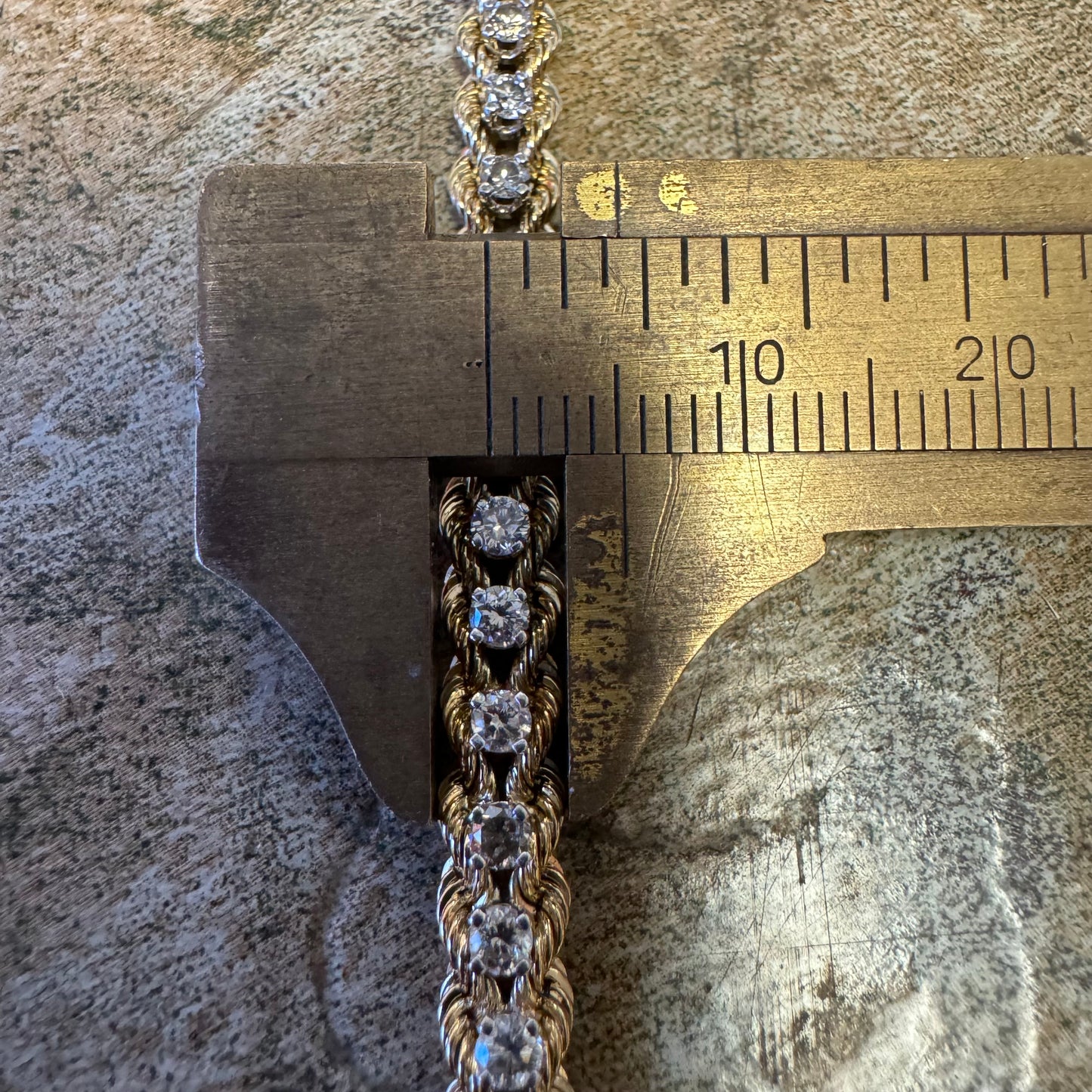 1970’s Solid 14k Yellow Gold 2.0ctw Natural Diamond Double Rope Bracelet (7.5”)