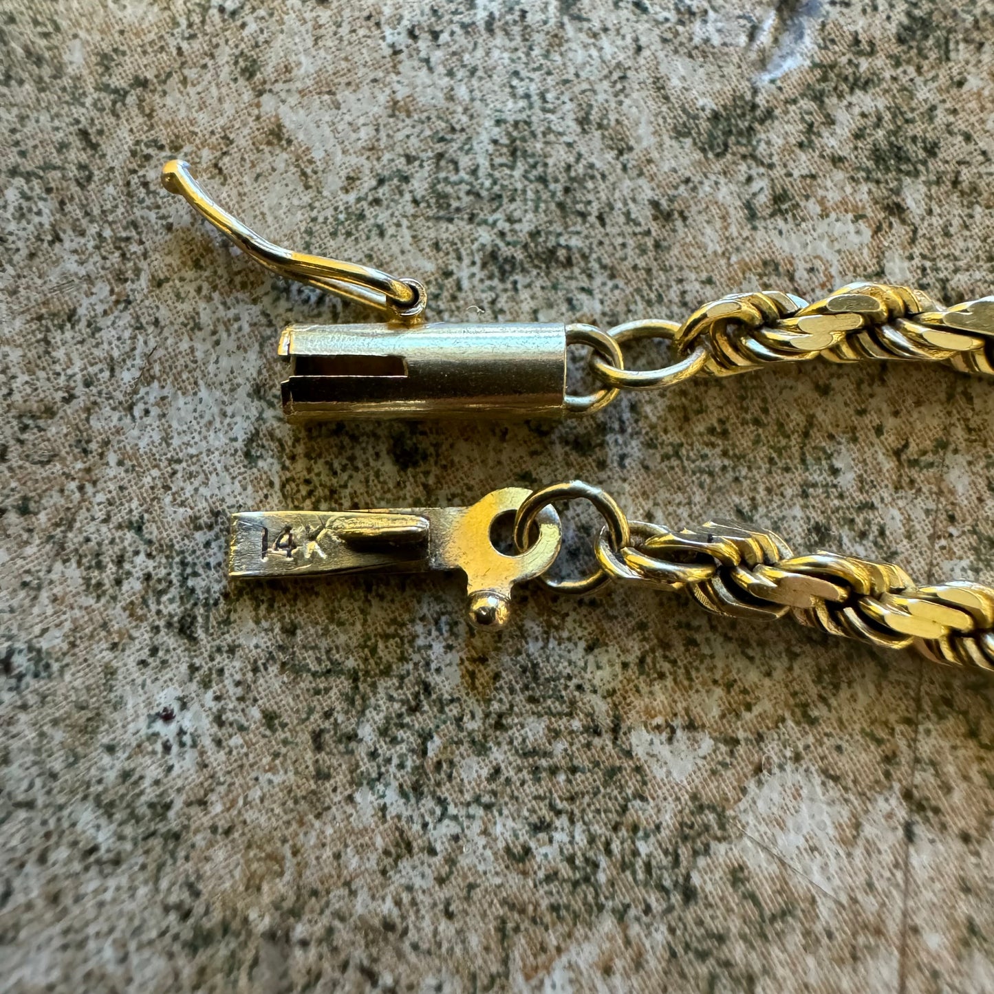 Vintage Solid 14k Yellow Gold Diamondcut Rope Chain Necklace (20”)