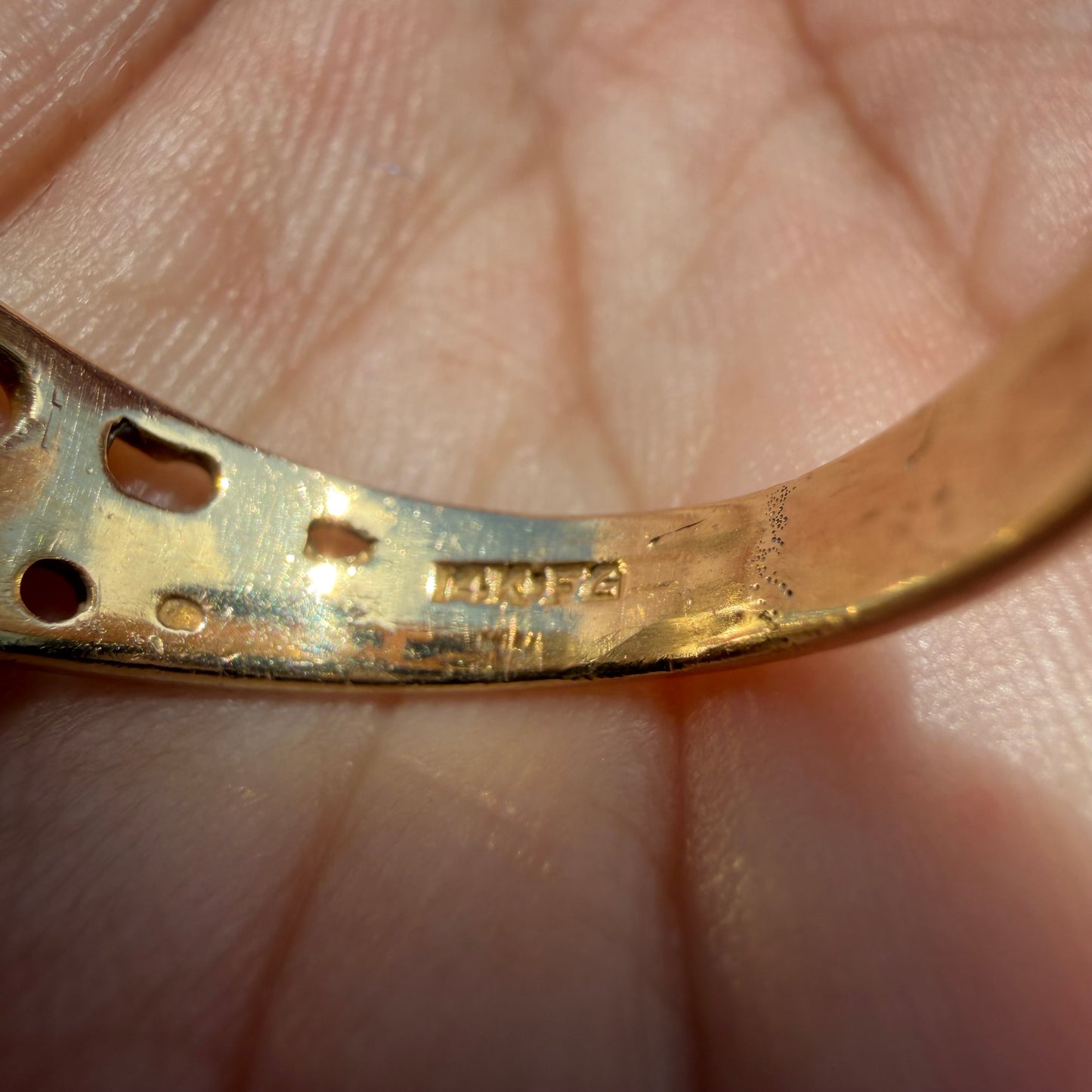 Vintage Solid 14k Yellow Gold .85ct Natural Old Euro Cut Diamond Solitaire Nugget Ring (11.5)