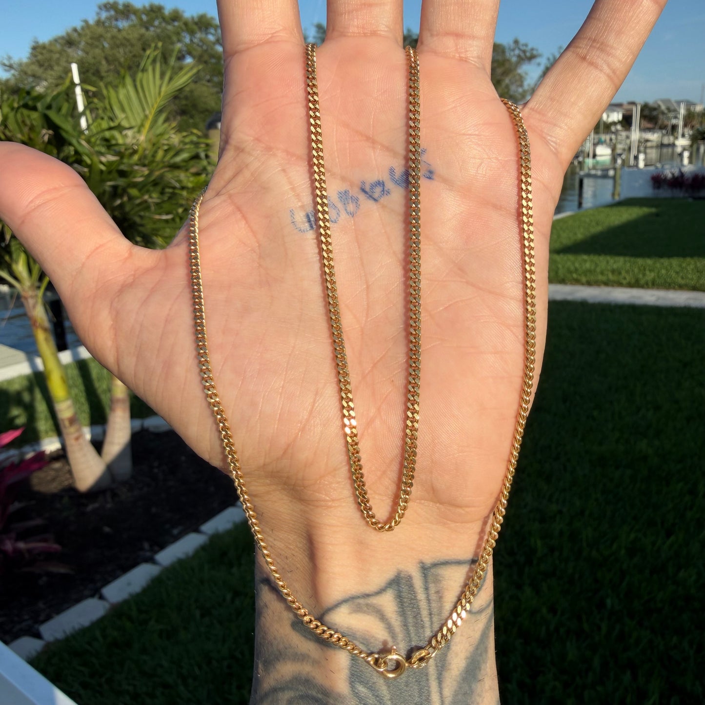Mid-Century UnoAerre Solid 18k Yellow Gold Classic Cuban Curb Link Necklace (24”)