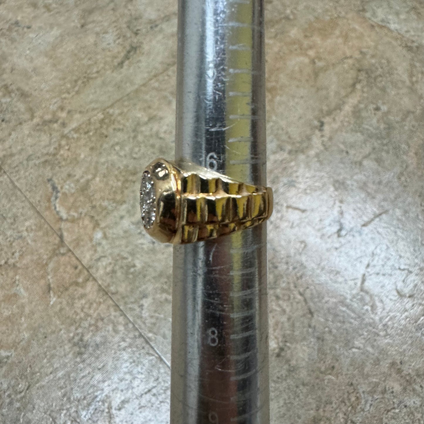 1970’s/80’s 14k Yellow Gold Rolex Style .75CTW Natural Diamond Kentucky Cluster Ring (6.5)