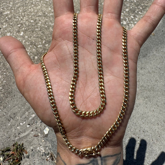 Vintage Solid 14k Yellow Gold Miami Cuban Link Necklace (23”)