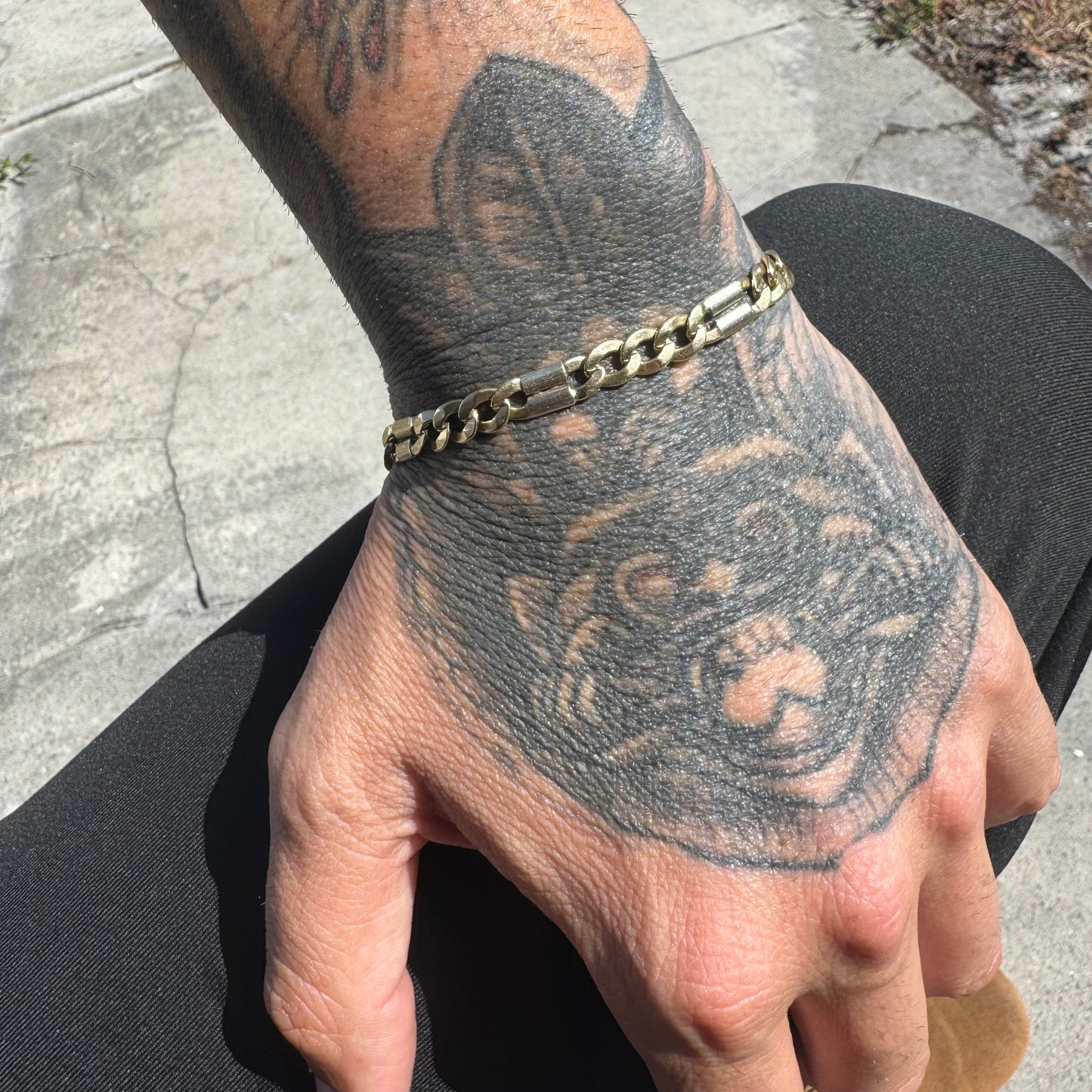 Vintage Solid 14k Yellow Italian Gold Tony Soprano Razorblade Curb Link Bracelet (8.25”)