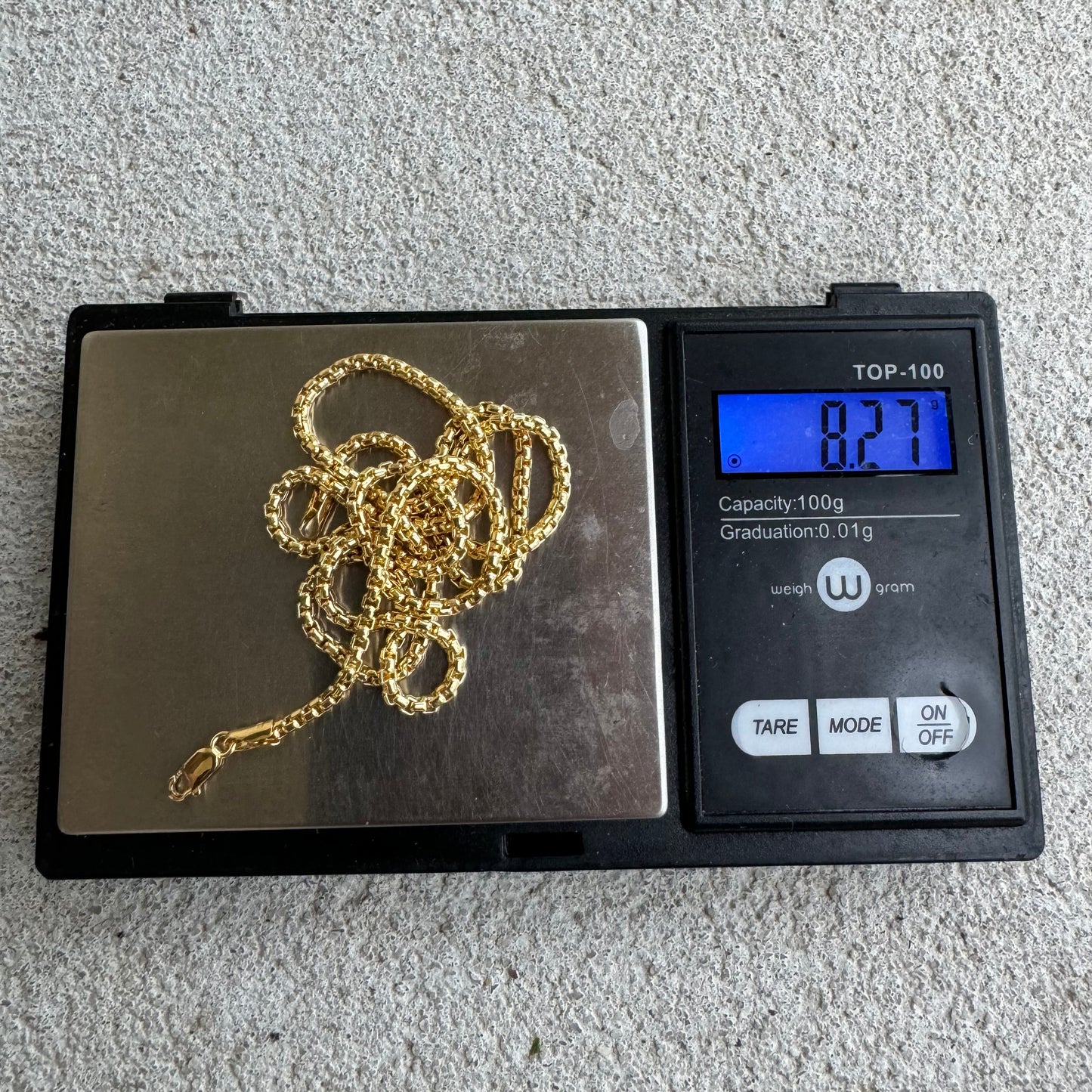 Brand New 14k Italian Yellow Gold Rounded Box Link Necklace (22”)