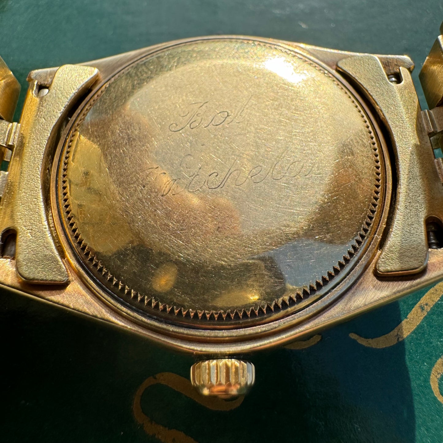 1966 Rolex Oyster Perpetual Date Ref. 1503 Florentine Finish 14k Gold (7.5”/34mm)