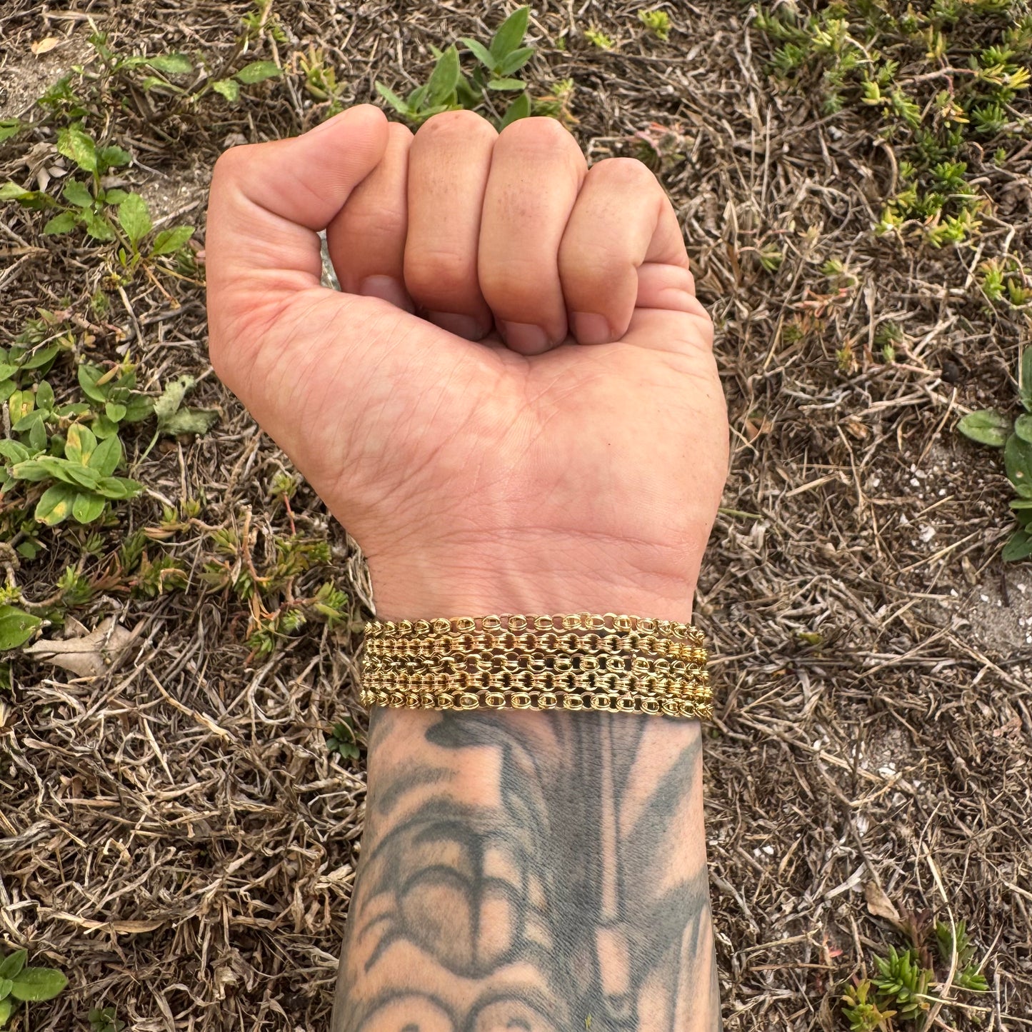 Art Nouveau Solid 14k Yellow Gold Natural Old Mine Cut Diamond Enameled Tiger Bracelet (6.25”)