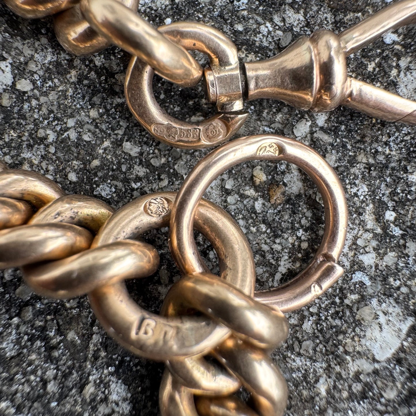 Antique Russian Hallmarked Solid 14k Gold Heavyweight Watch Chain (13.25”)