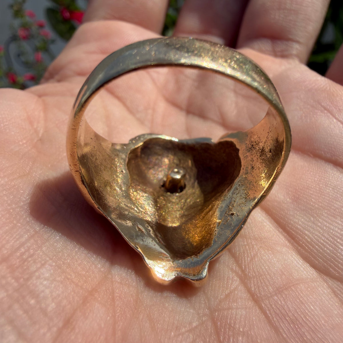 Mid-Century Solid 14k Yellow Gold Natural Diamond Heavyweight Soothsayer Ring (13)
