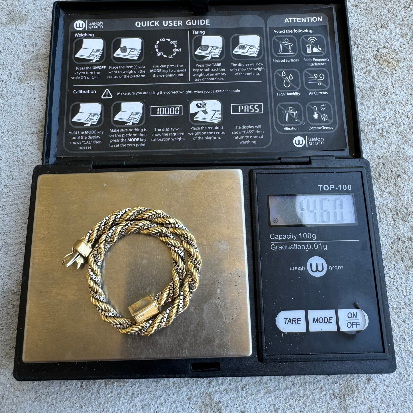 Vintage 18k Two-Tone Italian Designer Interwoven Box Link Rope Bracelet (7.5”)