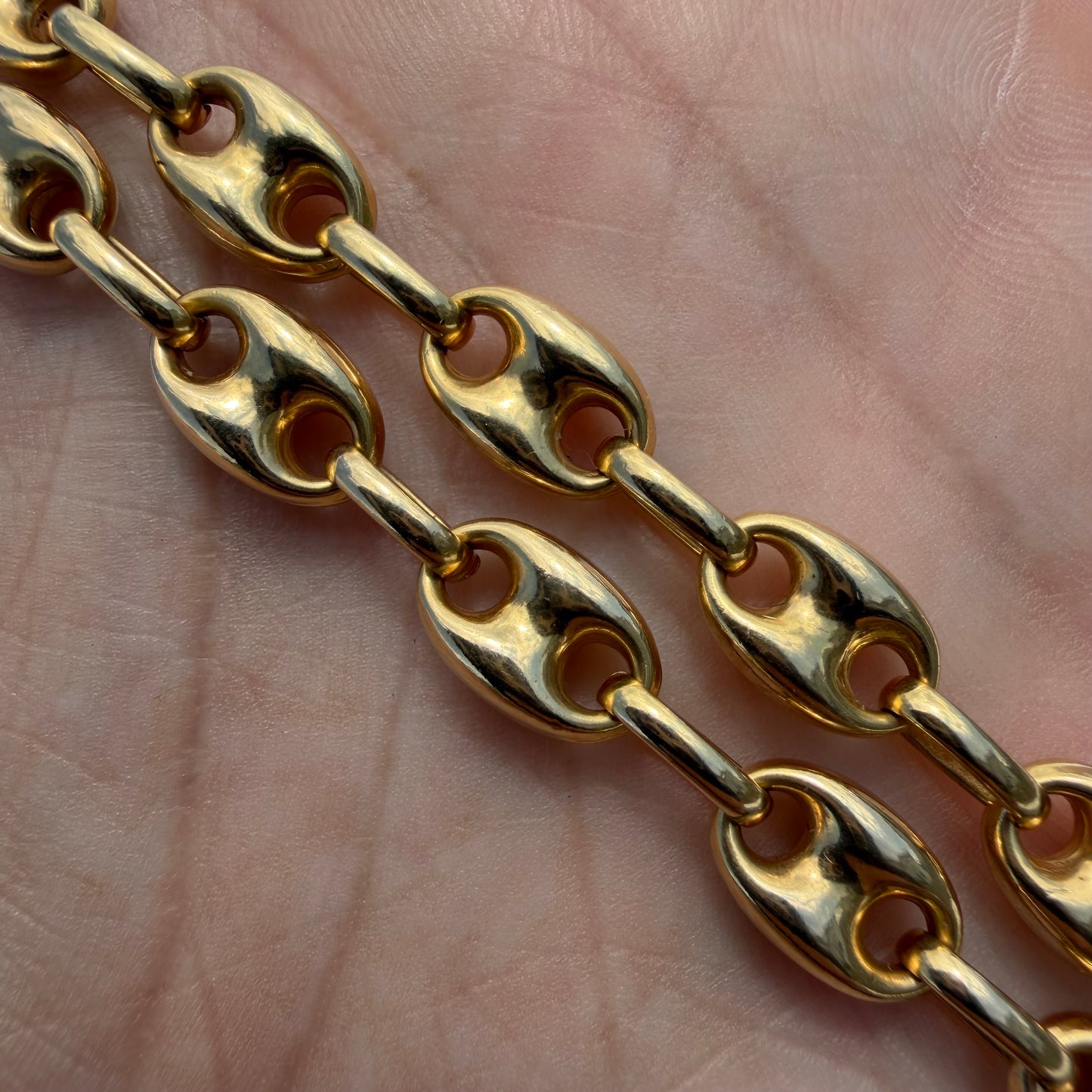 Antique Heavyweight 18k Yellow Gold Classic Puffed Gucci Link Necklace (18.5”)