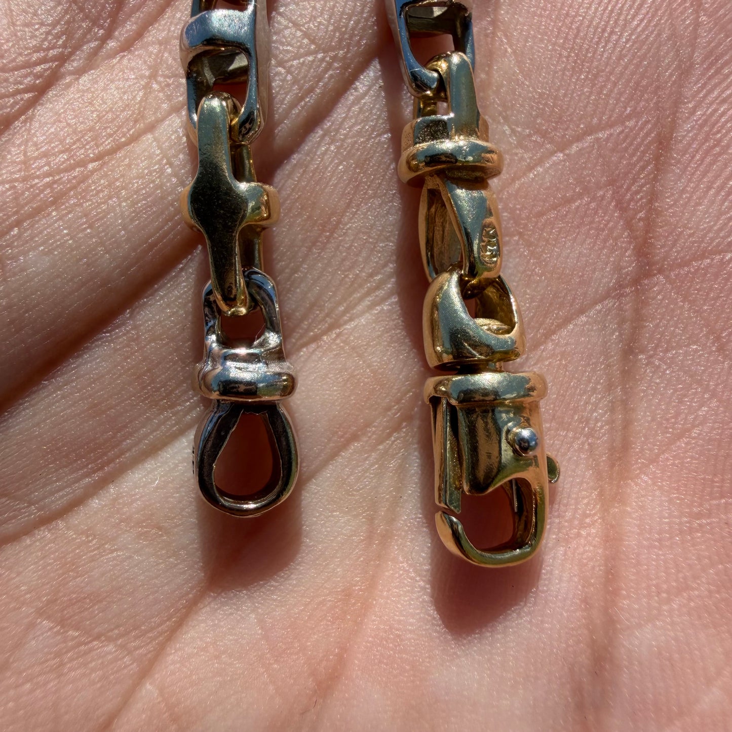 1980’s Solid 14k Two-Tone Yellow & White Gold Fancy Chaine D’ Ancre Mariner Link Necklace (22.5”)