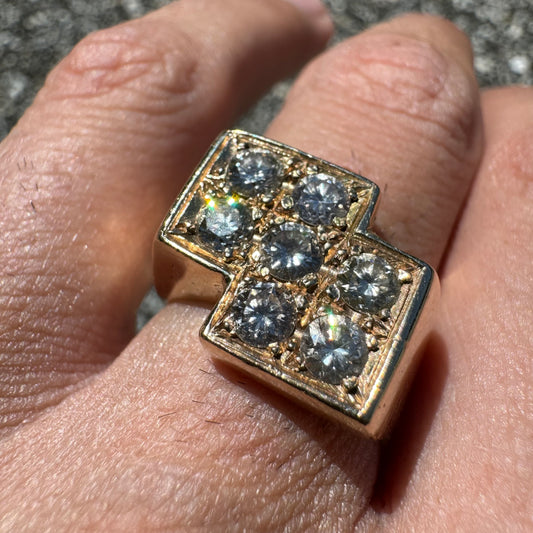 Custom Solid 14k Yellow Gold 1.5CTW Natural VS Diamond Dice Ring (8)