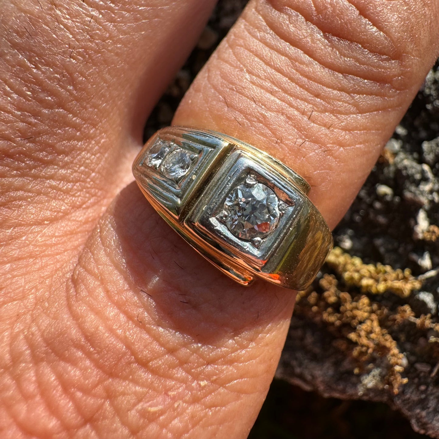 1930’s Art Deco 14k .75CTW Natural VS Quality Old Euro Cut Diamond Gents Ring (8.5)