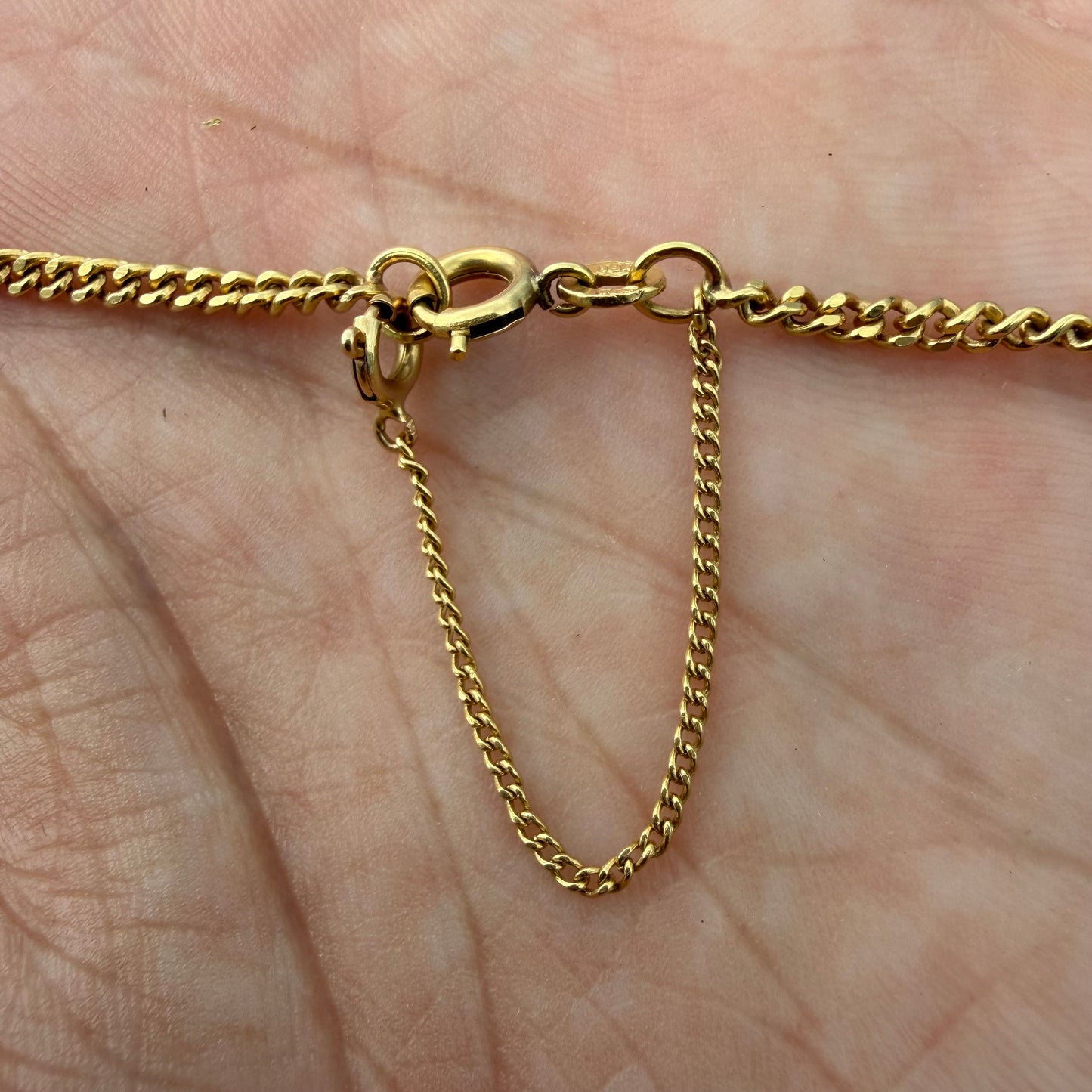 Art Deco Solid 18k Yellow Gold Cuban Curb Link Necklace By Griffith & Sons Co. (20”)