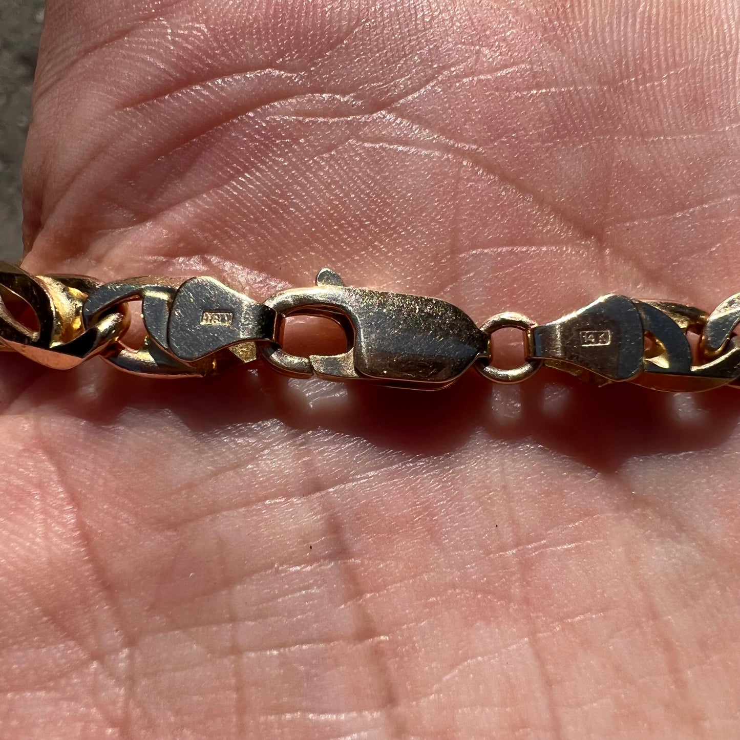 1980’s Solid 14k Italian Yellow Gold Tigers Eye Link Bracelet (8.25”)