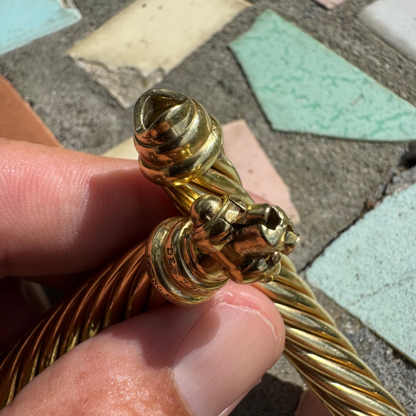 Vintage David Yurman 18k Yellow Gold Natural Diamond And Ruby Cable Link Buckle Necklace (16”)