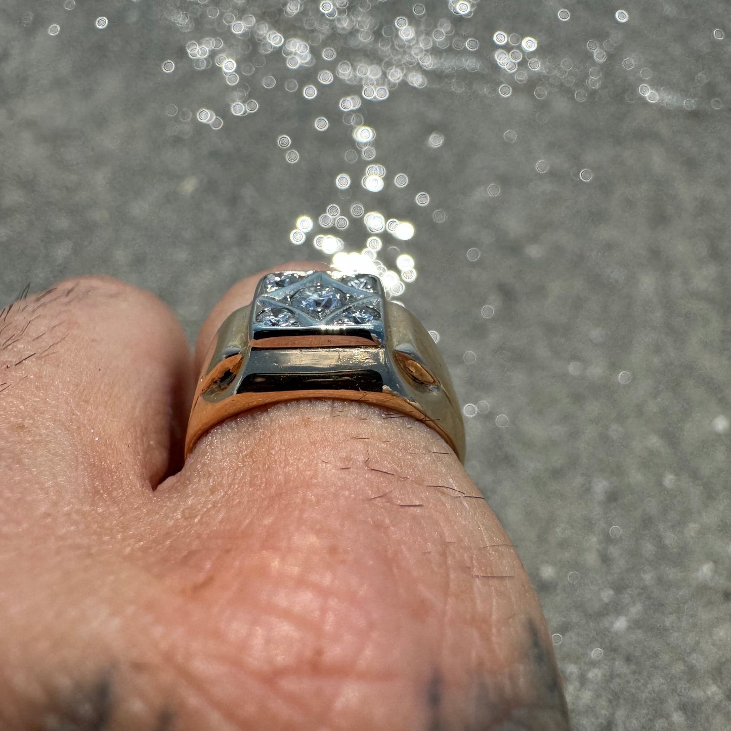 Mid-Century 14k Yellow Gold .45CTW Natural VS Diamond Cluster Ring (6.5)
