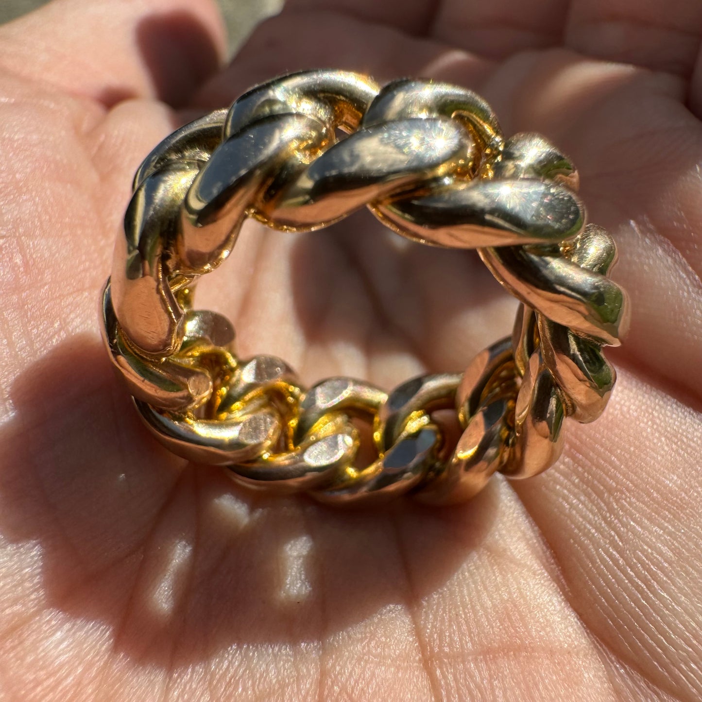 Immaculate Custom Solid 10k Yellow Gold Heavyweight Chunky Miami Cuban Link Ring (8.25)