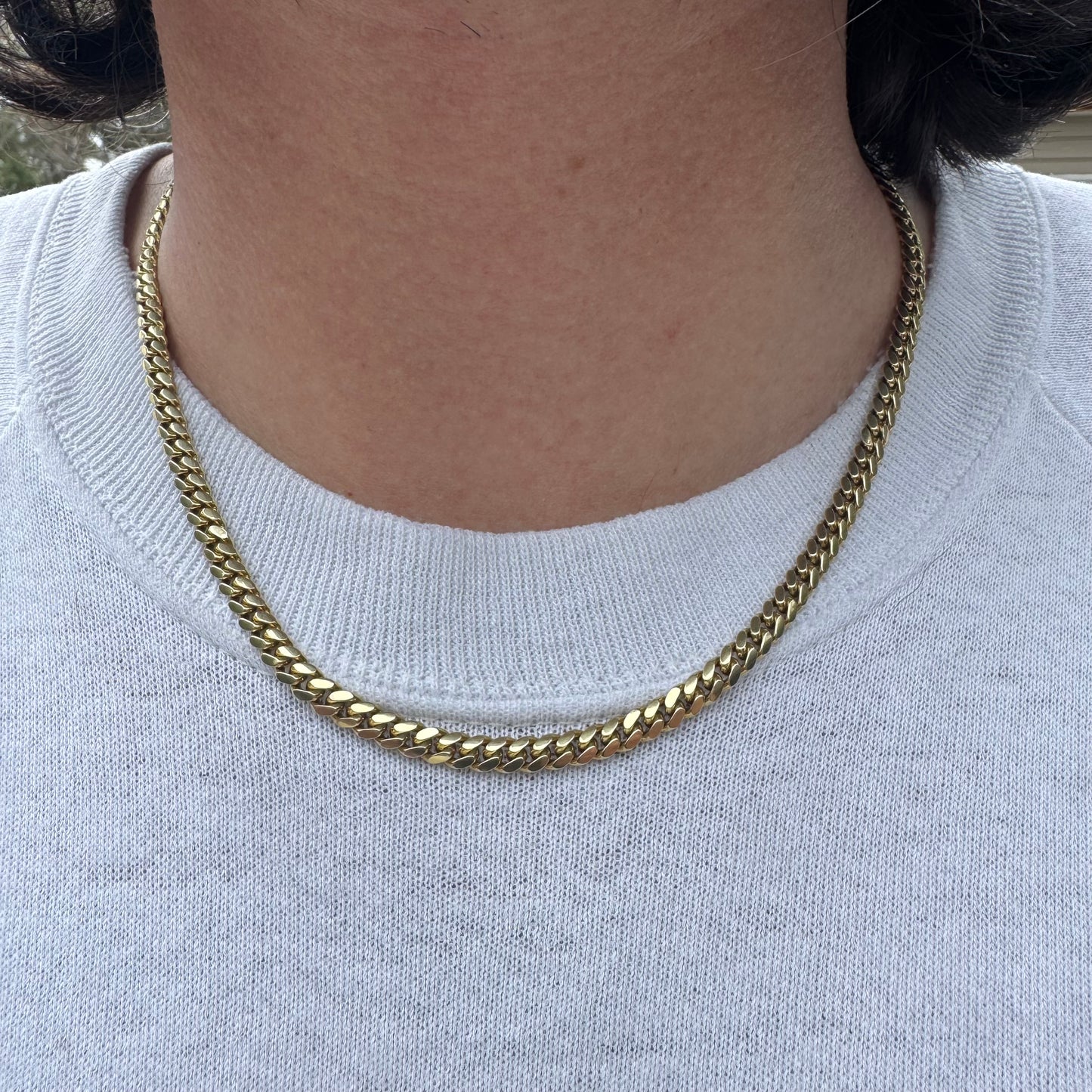 Classic Solid 10k Yellow Gold Heavyweight Miami Cuban Link Necklace (18.5”)