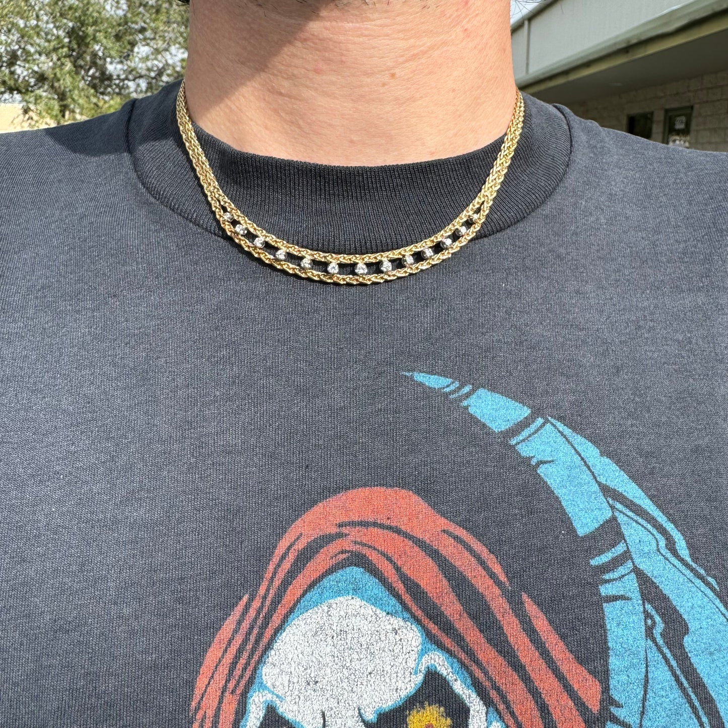 Vintage Solid 14k Italian Yellow Gold Floating 1.1CTW VS Quality Natural Diamond Double Row Braided Foxtail Necklace (17”)