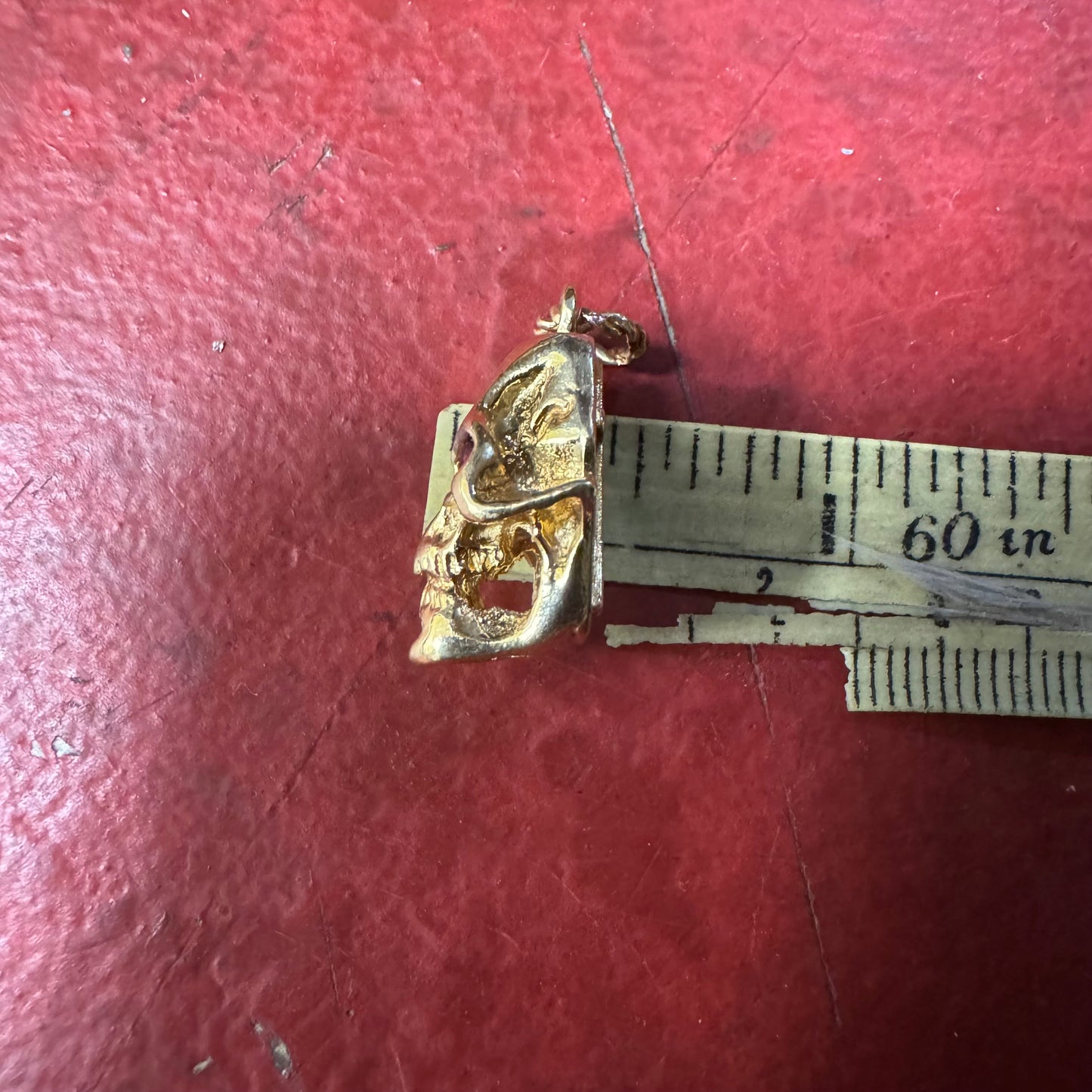 Custom 18k Yellow Gold Reaper Deaths Head Skull Pendant