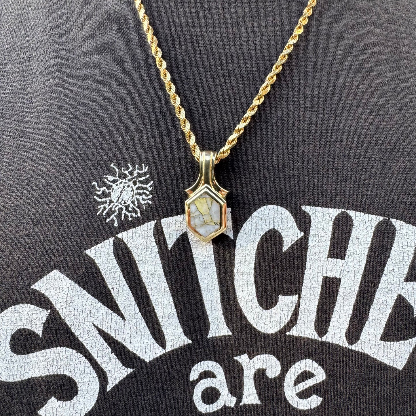 Vintage 14k Yellow Gold Natural Gold Bearing Quartz Pendant