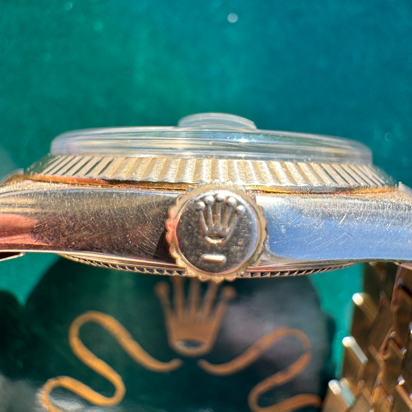 1966 Rolex Oyster Perpetual Date Ref. 1503 Florentine Finish 14k Gold (7.5”/34mm)