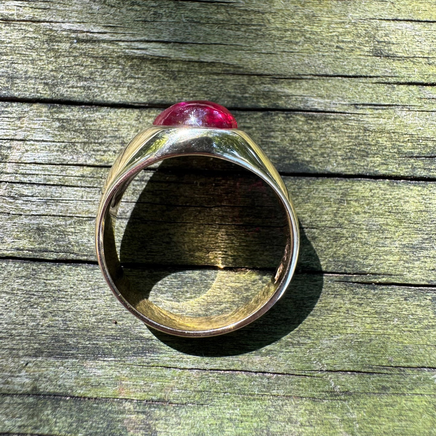 Vintage 14k Yellow Gold Tony Soprano Natural Diamond & Rhodolite Garnet Pinky Ring