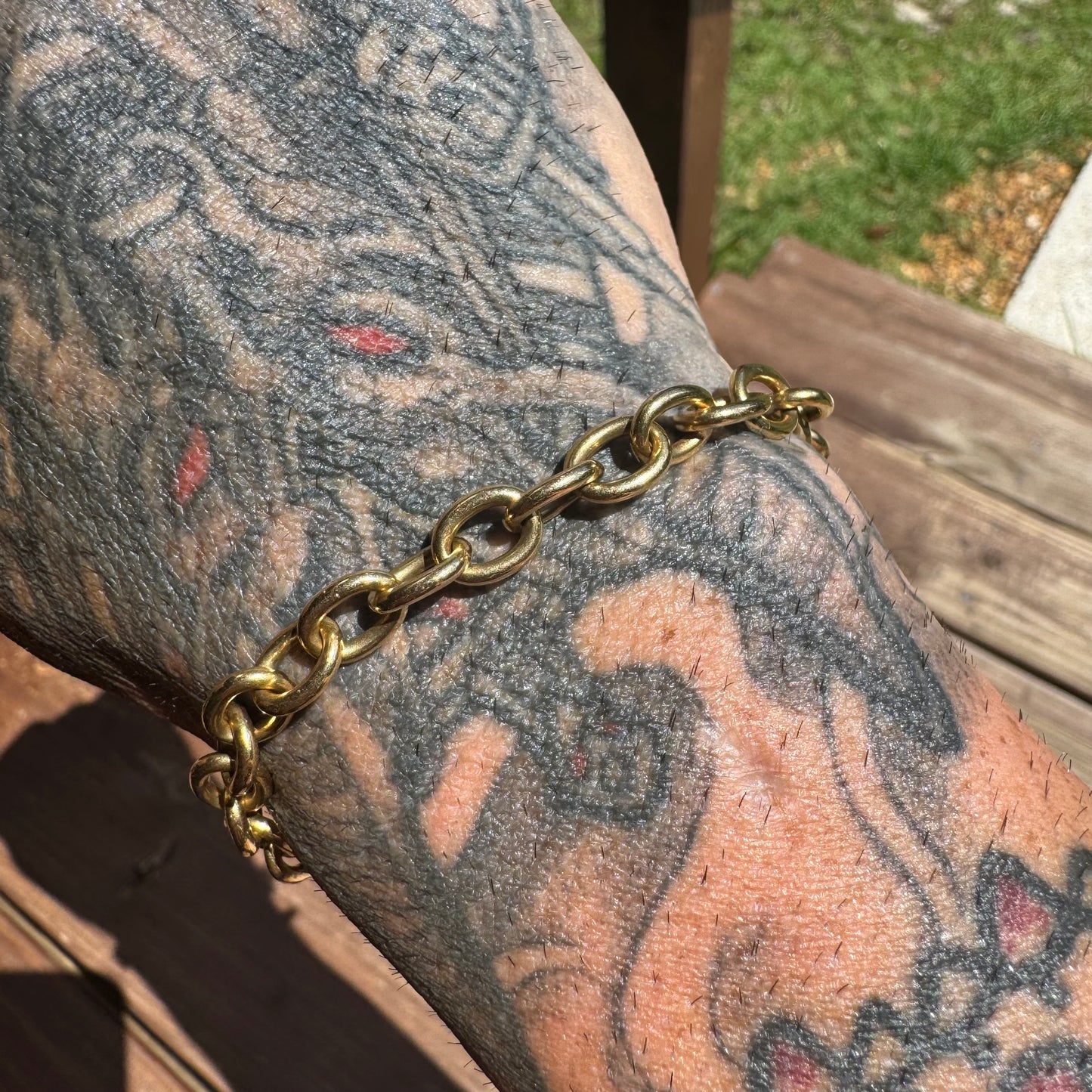 Tiffany & Co. Solid 18k Yellow Gold Cable Link Heart Tag Bracelet (7.75”)
