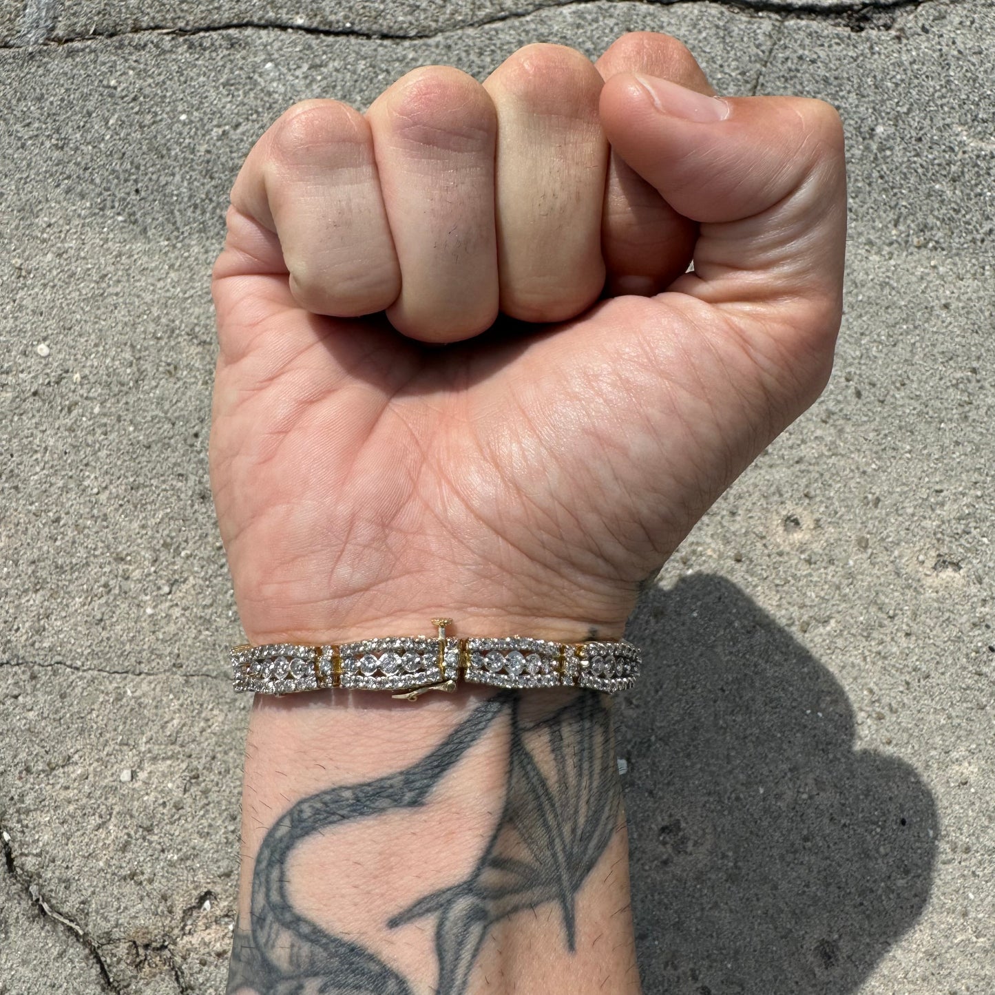 Vintage Heavyweight 14k Gold 3.6ctw Natural Diamond Bracelet (8”)