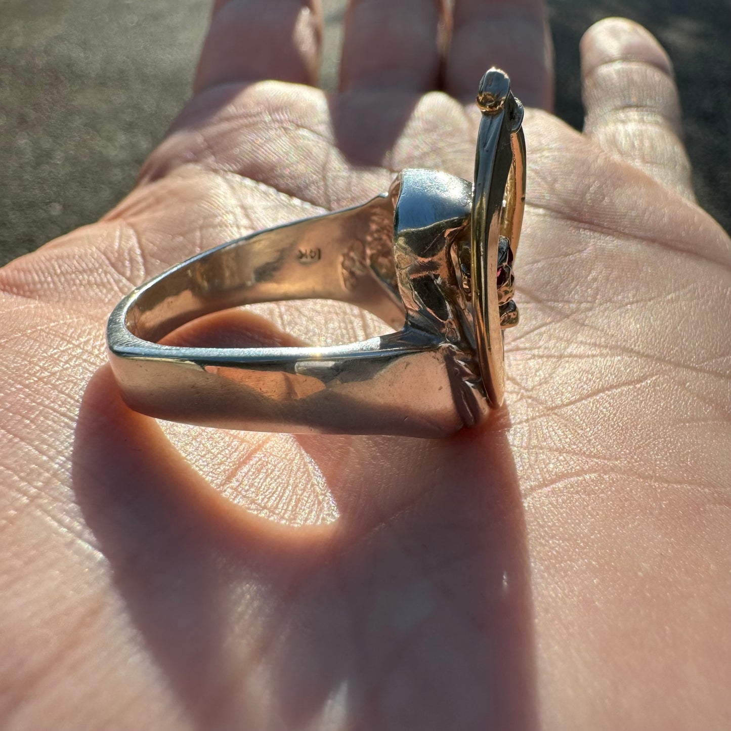 Vintage 14k Yellow Gold And Sterling Silver Grim Reaper Ring (11.75)