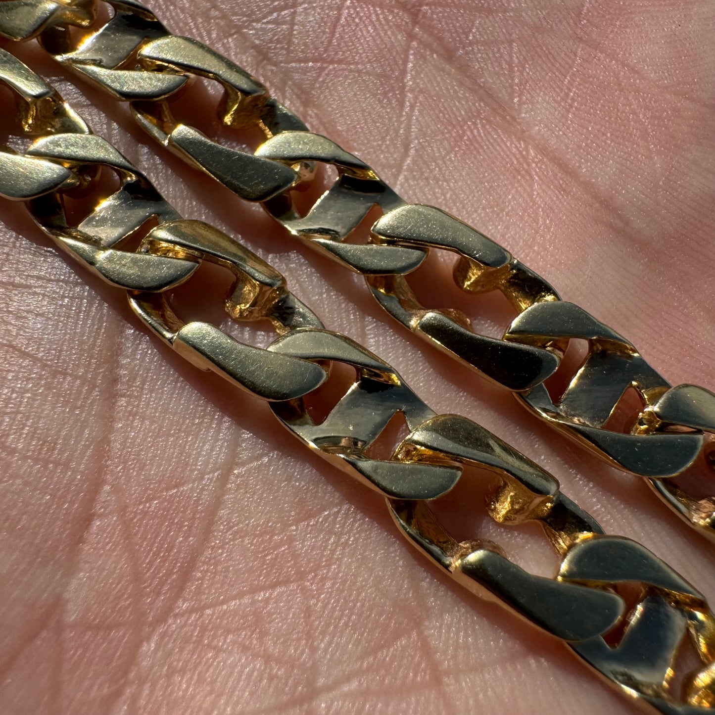 Vintage Solid 14k Yellow Gold Heavyweight Razorblade Mariner Link Necklace (20”)