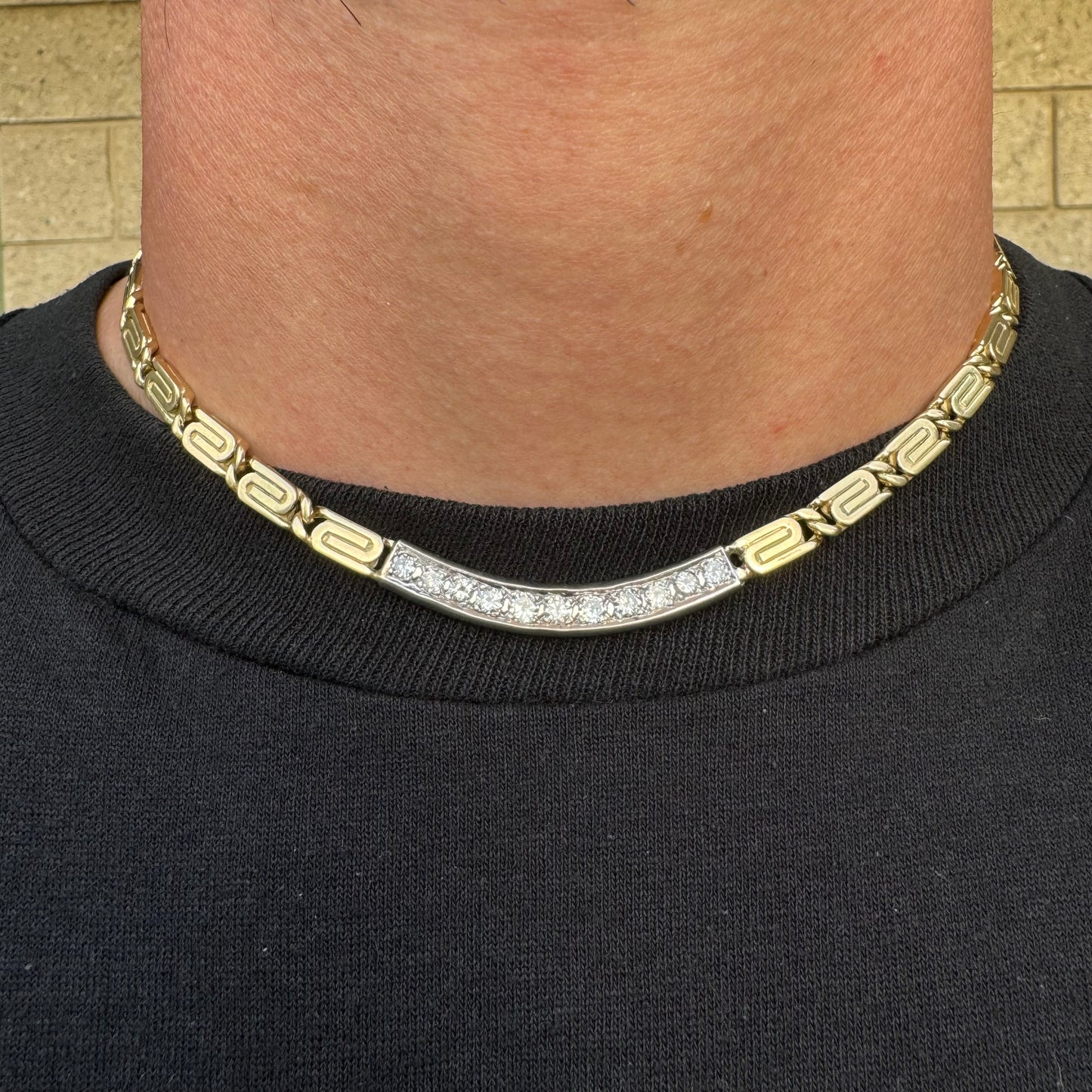 Vintage Custom Made 2.75ctw Natural Diamond 14k Gold Heavyweight Snail Link Necklace (15.75”)