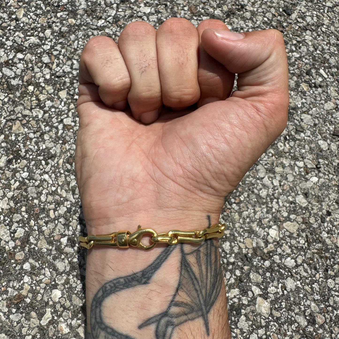 Vintage Solid 14k Yellow Gold Unique Link Designer Bracelet By “La Pepite”(8”)