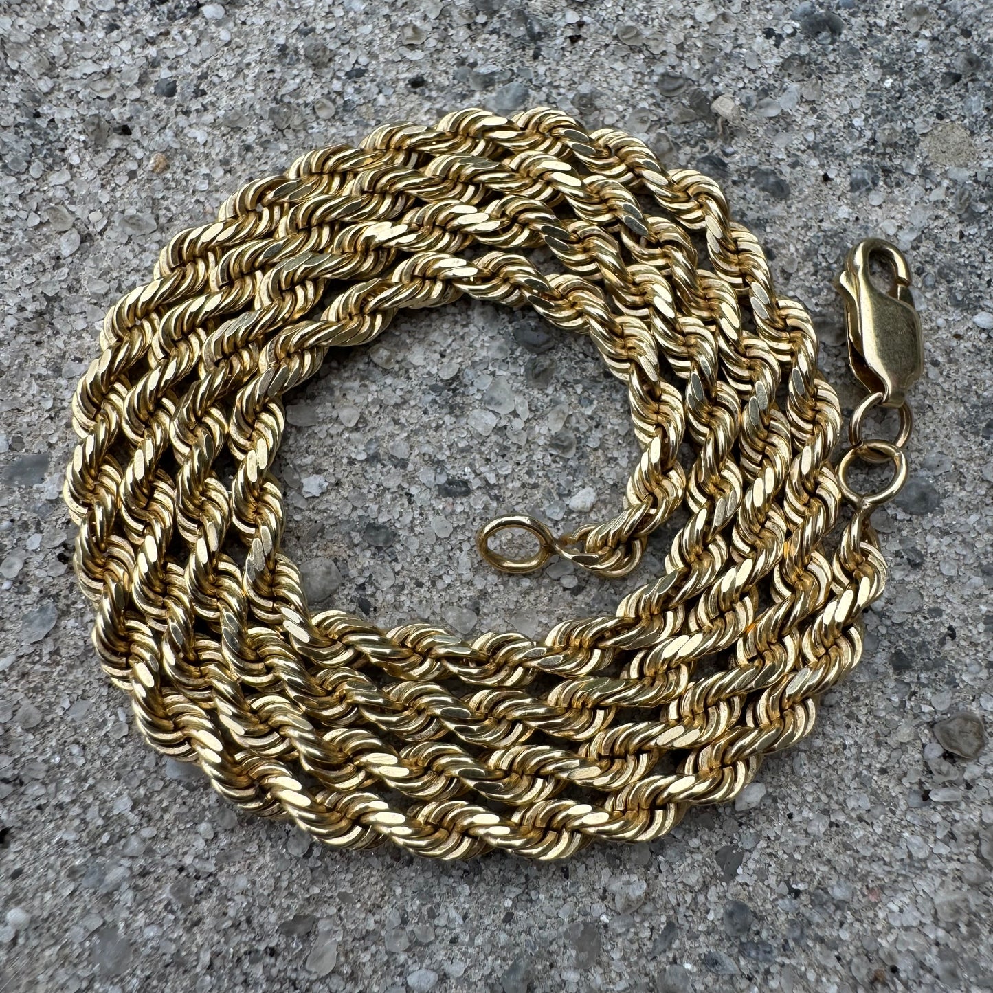 Vintage Solid 14k Yellow Gold Diamondcut Rope Chain Necklace (18.5”)