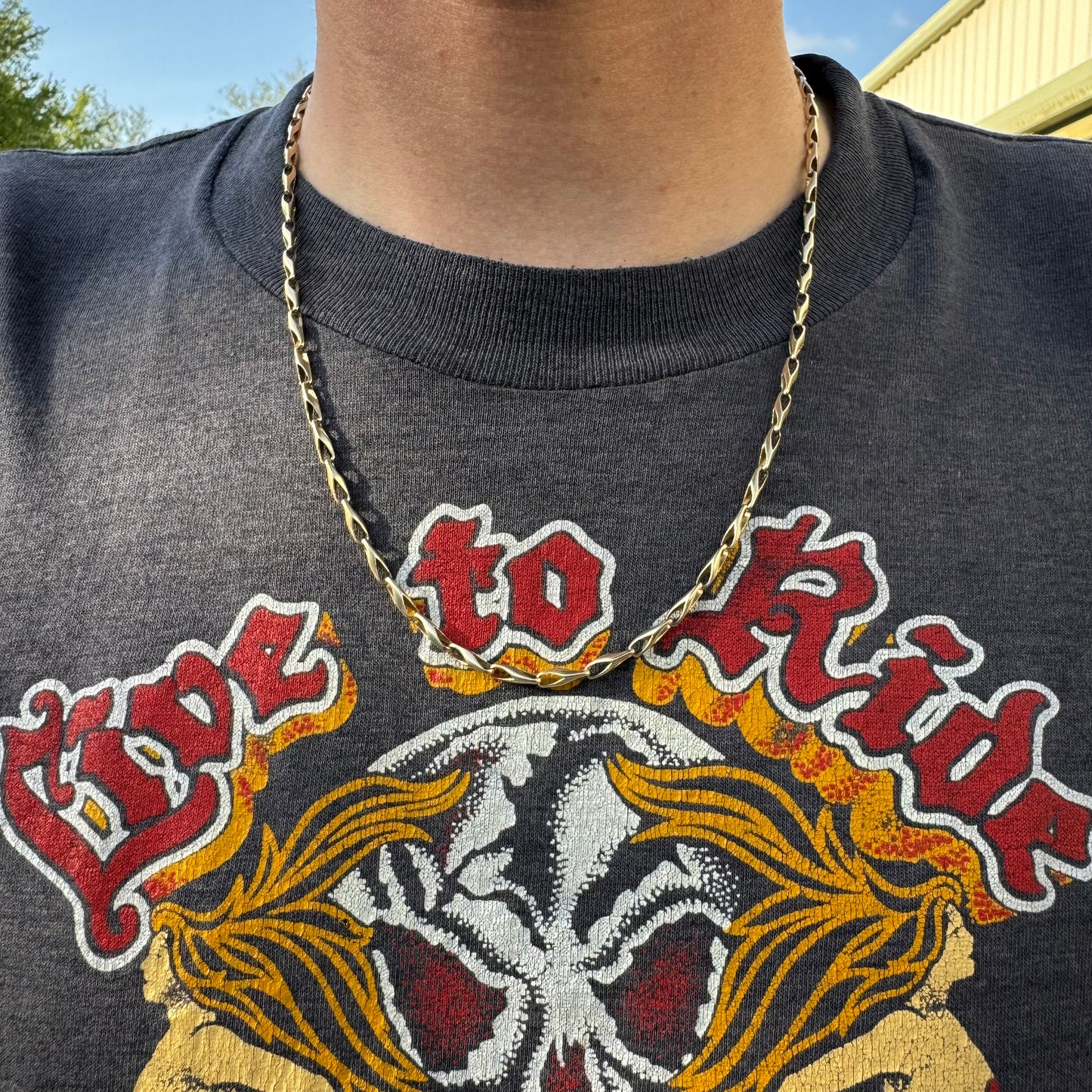 Vintage Solid 14k Yellow Gold Fish Eye Link Necklace (21”)