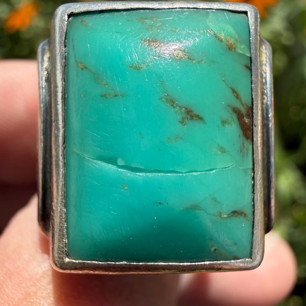 1940’s/50’s Bell Trading Post Sterling Silver Large Turquoise Thunderbird Signet Ring (10.25)