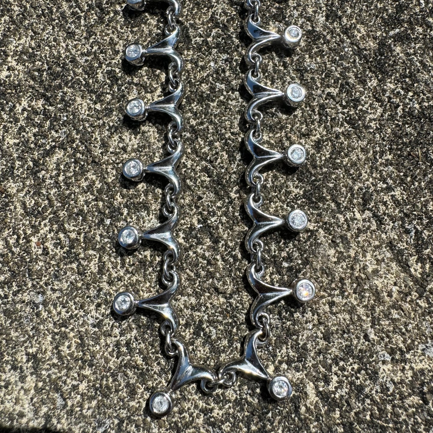 Vintage Solid 14k White Gold 2.70ctw Natural Diamond Drop Necklace (16.25”)