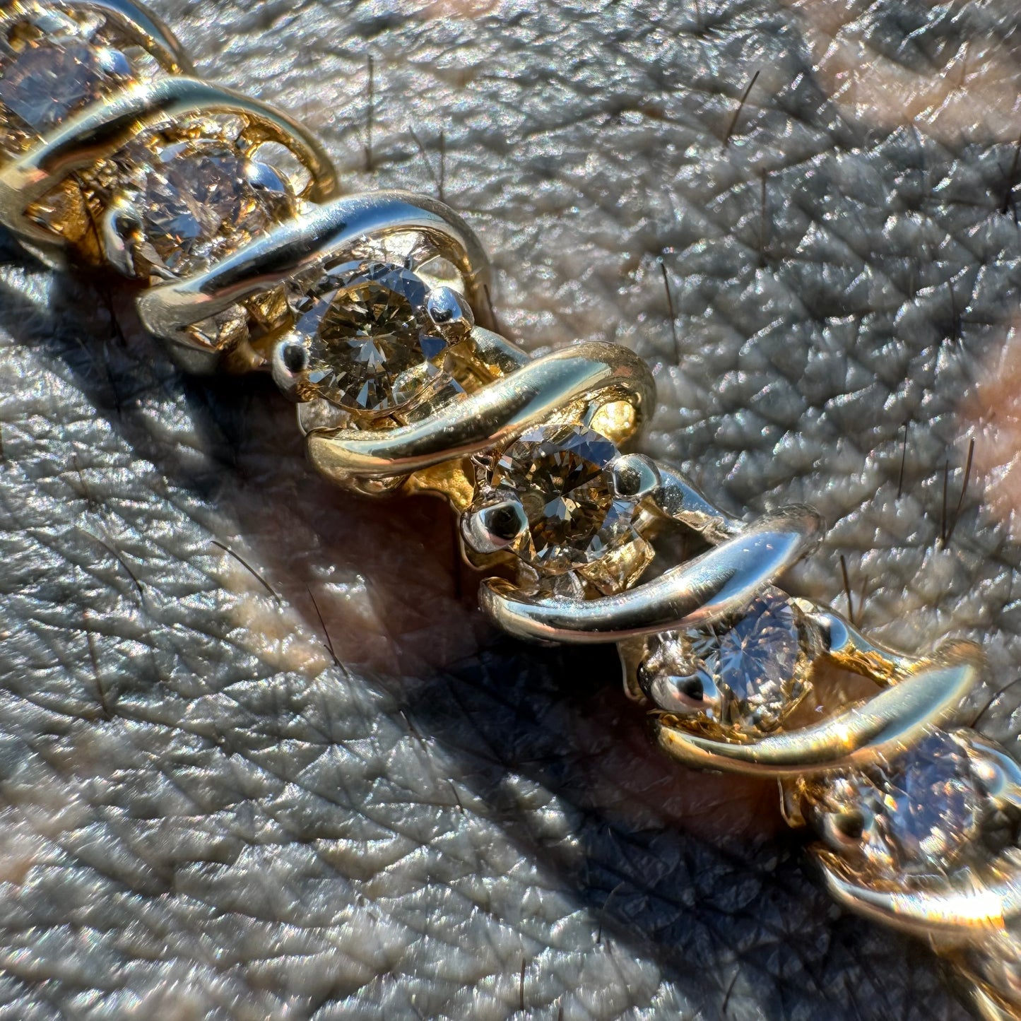 Vintage 14k Two-Tone 2.0CTW Natural Diamond S-Link Tennis Bracelet (7”)