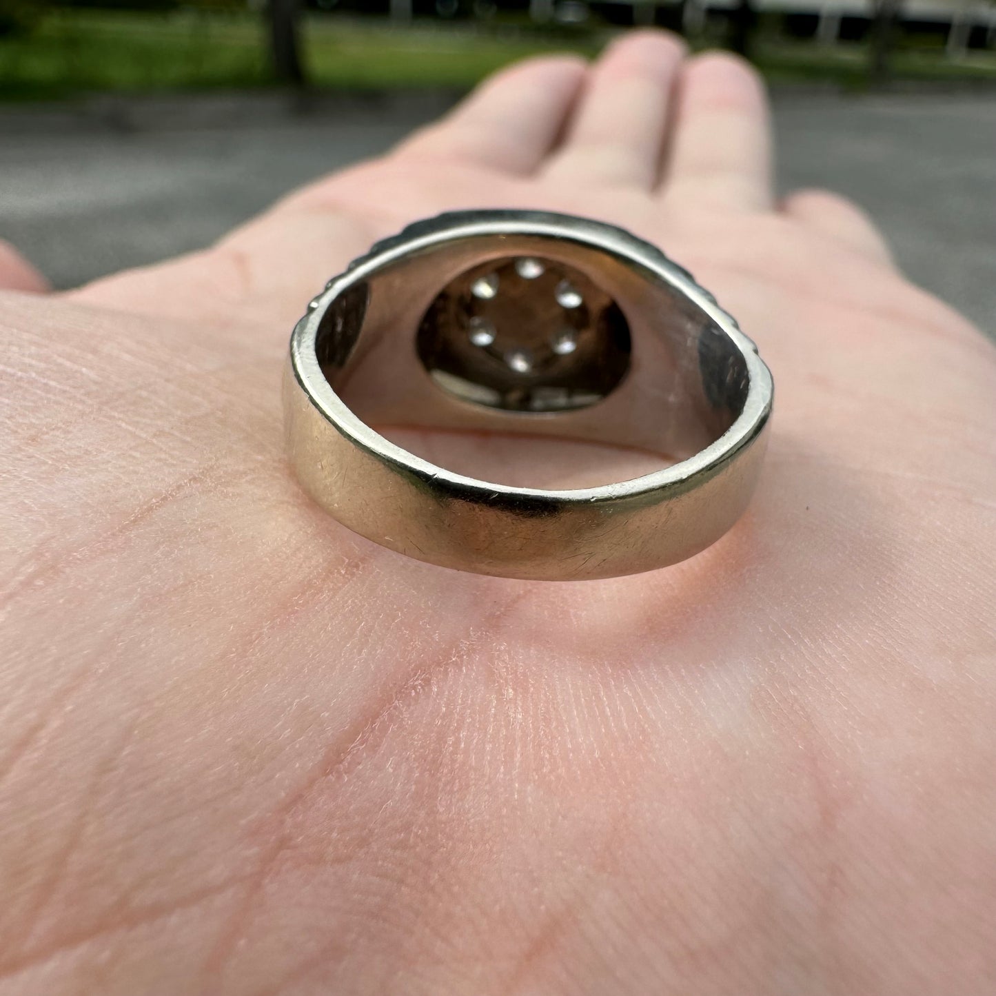 1980’s Two-Tone 14k Gold Natural Diamond Kentucky Cluster Rolex Style Ring (9.5)